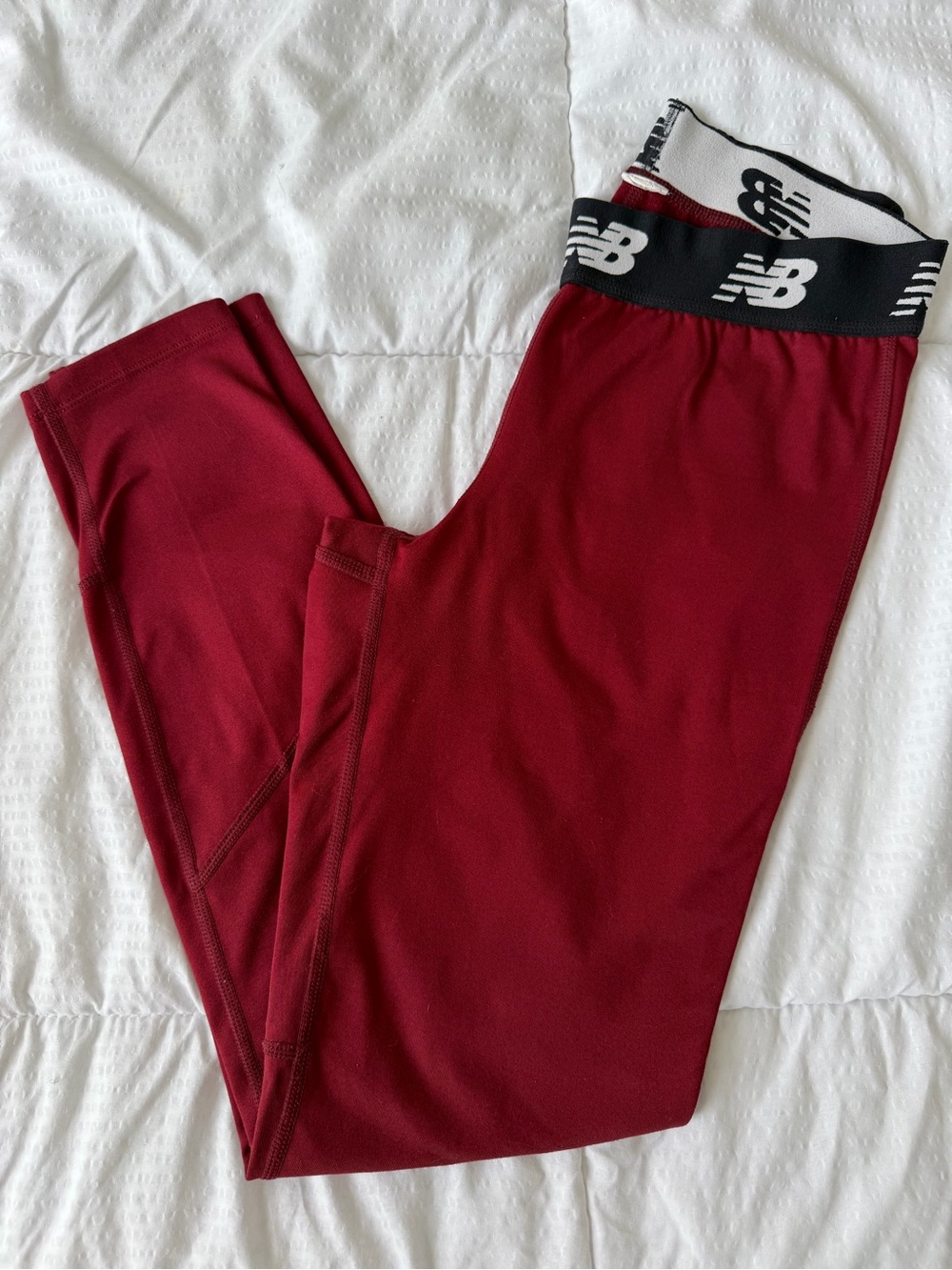 New Balance Kids Maroon Athletic Leggings with Branded Waistband